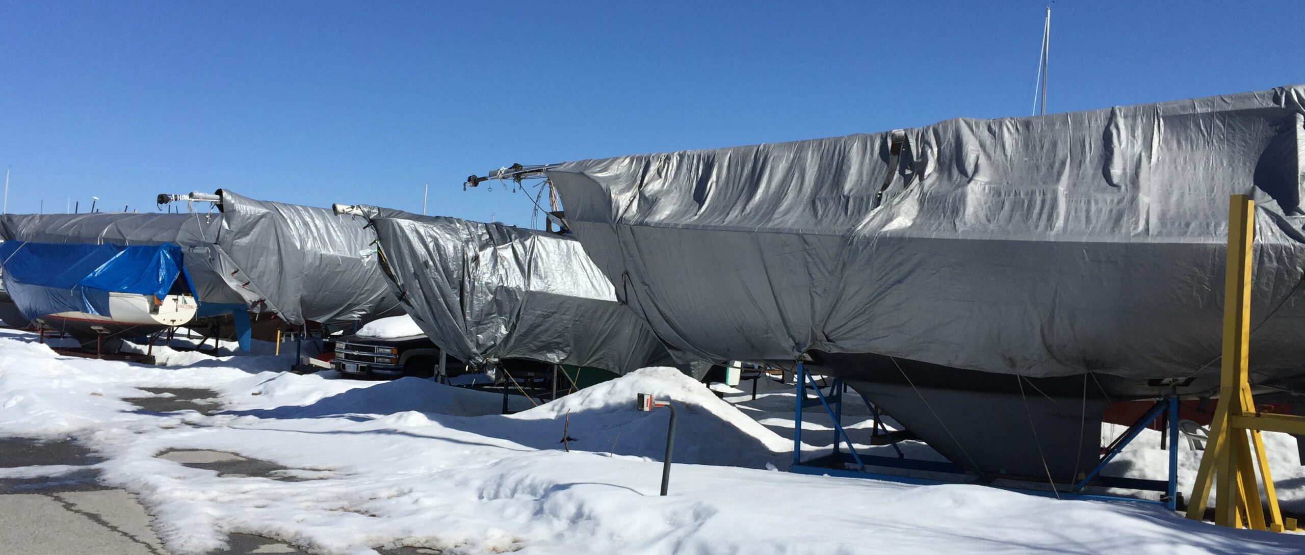 Winterized sail boats, Ottawa River, March 2015