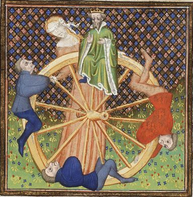 Not exactly Vanna White, the Goddess Fortuna determines fate and spins the original wheel of fortune.