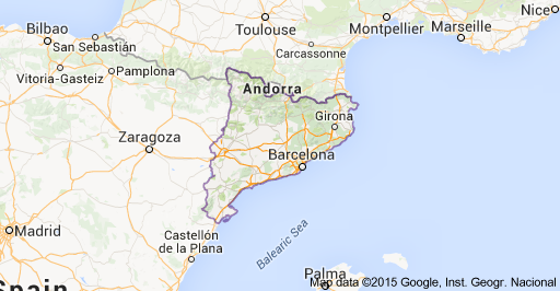 Catalonia, Spain highlighted area