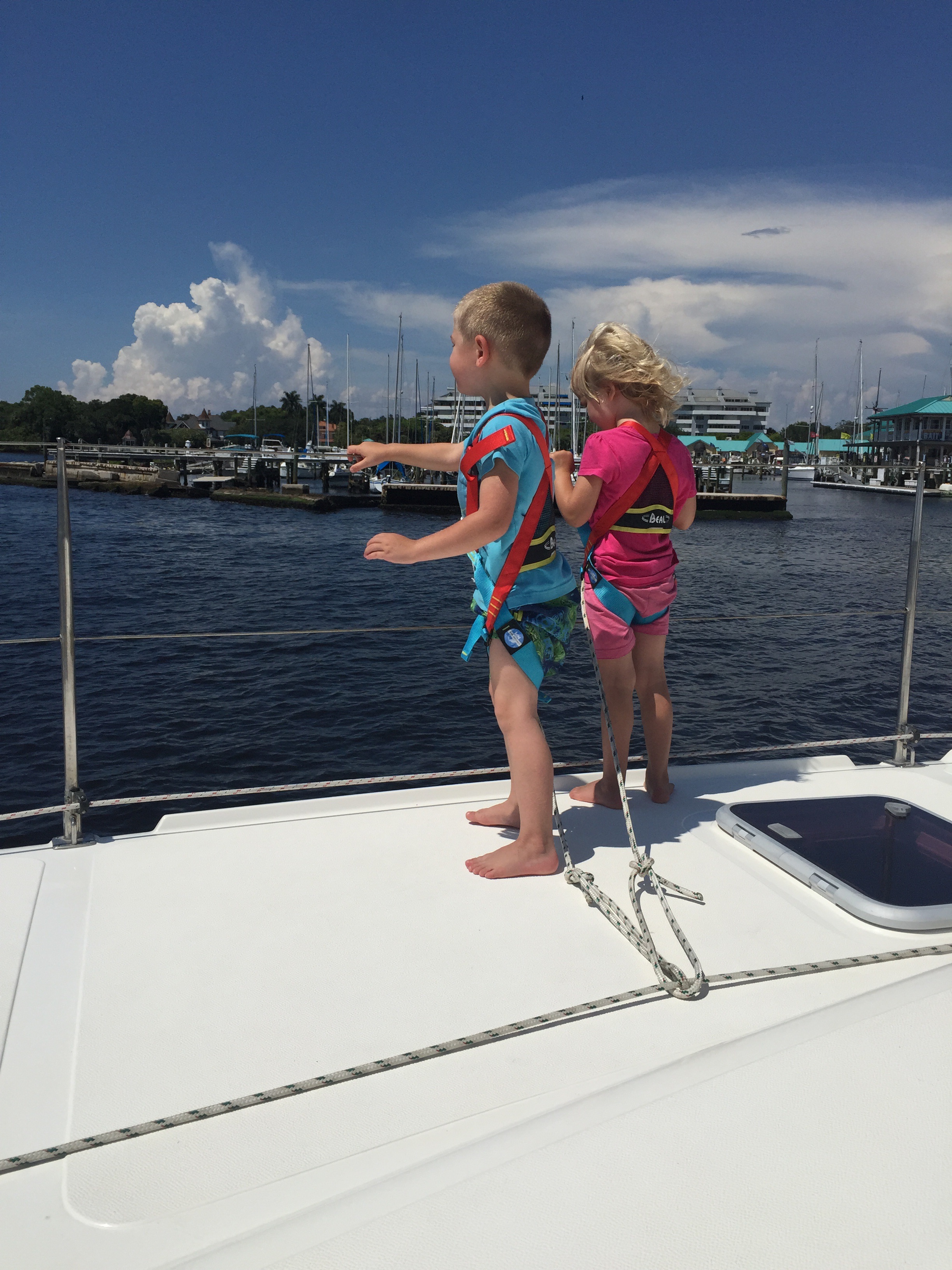 Henry and Karen (age 4) are tethered to a safety line.
