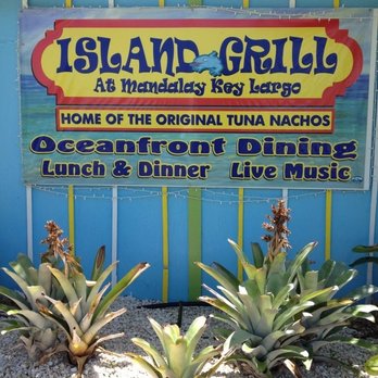 Signage outside the Mandalay Grill and restaurant.