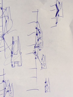 Early, handwritten docking plan for SV Aphrodite, a St. Francis 50 catamaran.