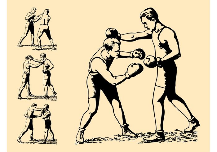 A silly vintage picture of men boxing to highlight that George Town, Bahamas feels like a summer camp for cruisers.