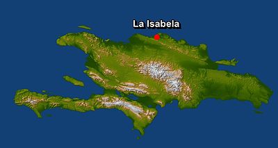 Map showing the location of La Isabela on a map of the Dominican Republic
