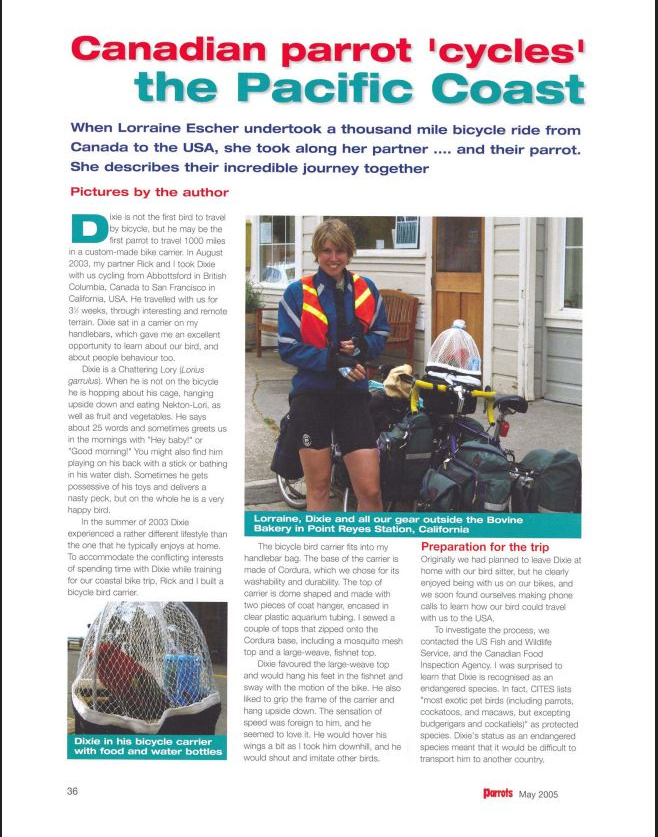 Photo of the first page of the magazine article.