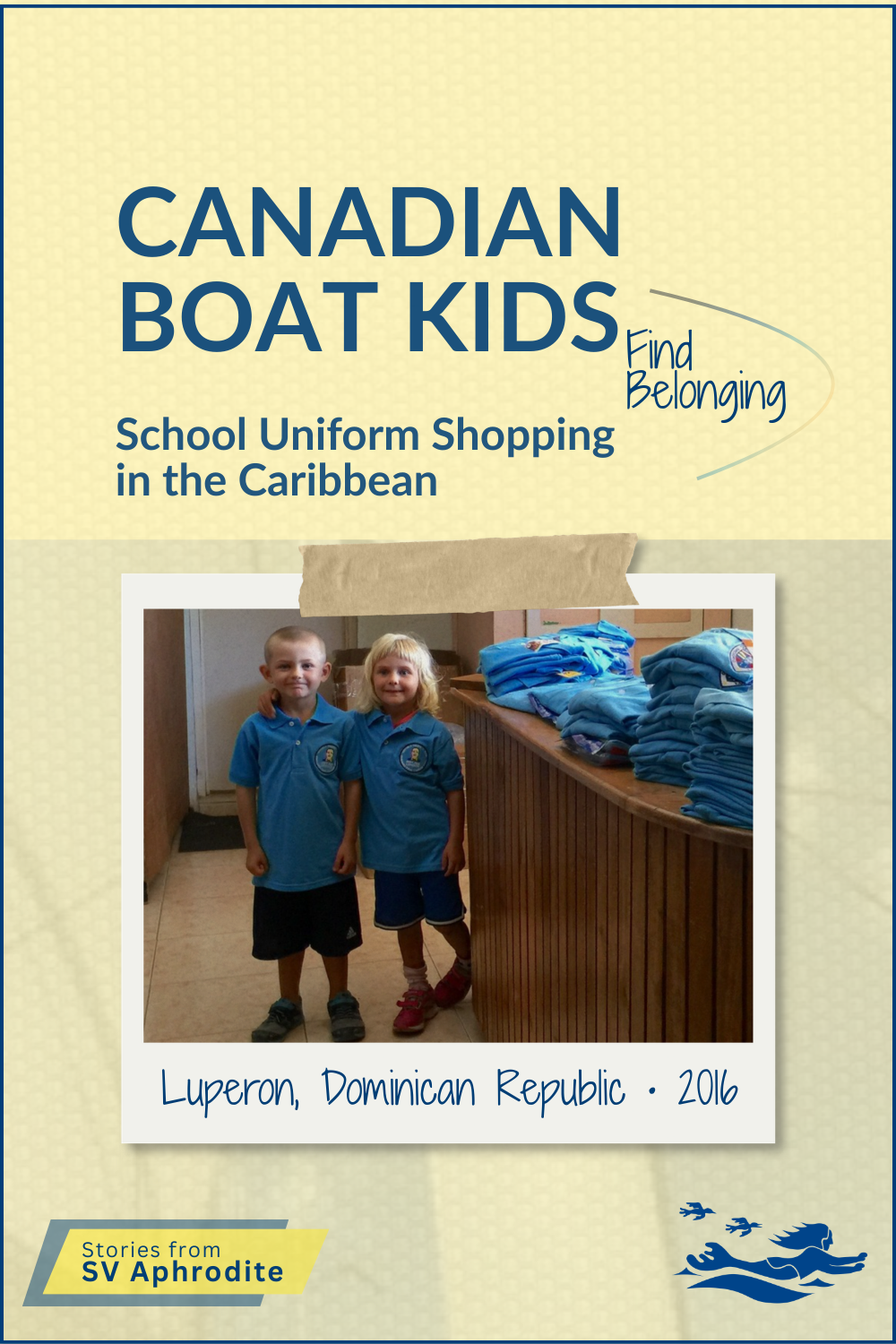 Karen and Henry at age 5, as they are twins, in the school uniforms for the elementary school in Luperon, Dominican Republic.