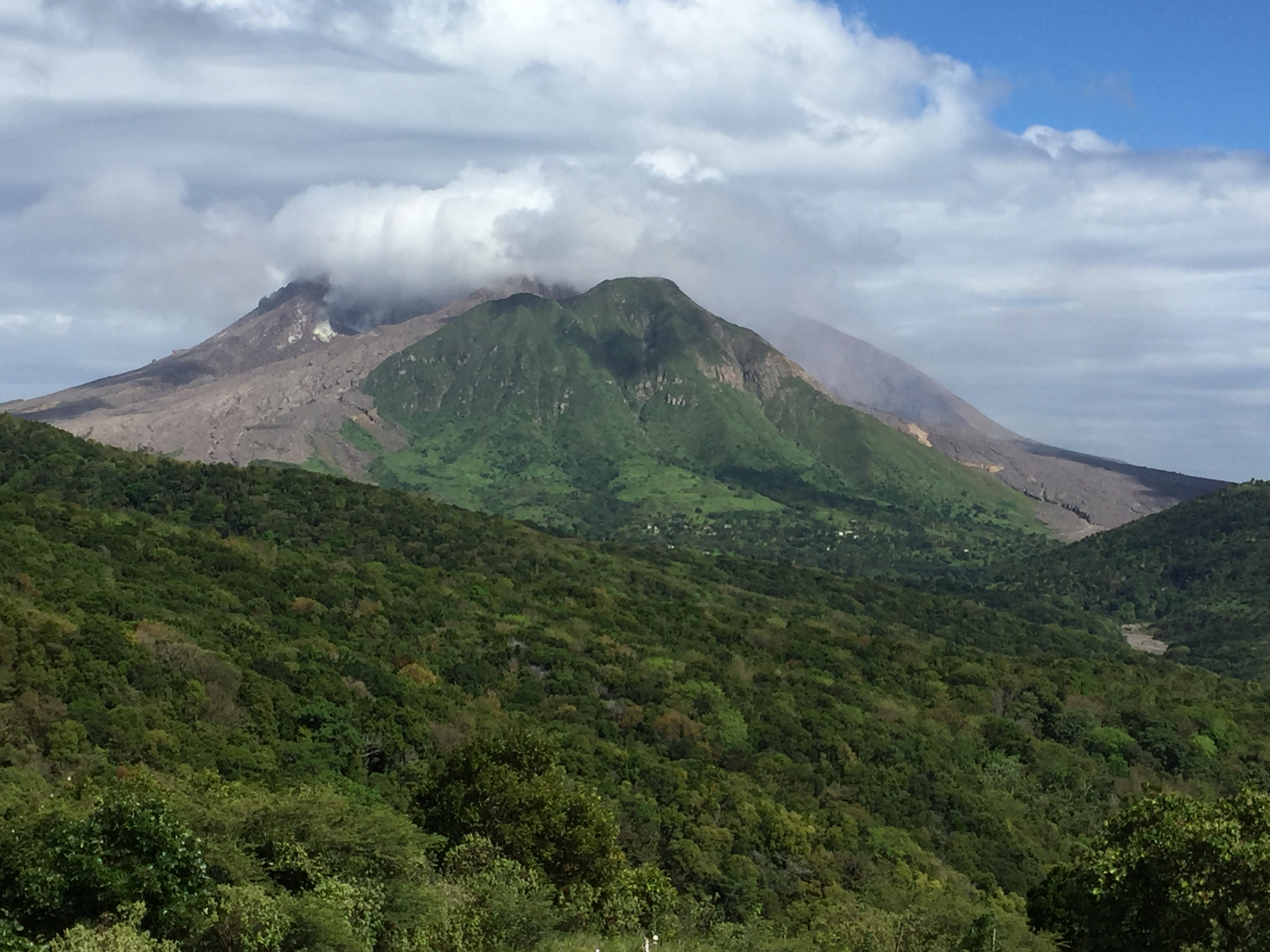 View of the Soufriere volcano from the Montserrat Volcano Observatory
