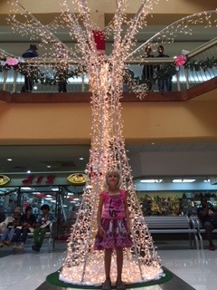 Karen (age 6) at the Long CIrcular Mall, Port of Spain, Trinidad