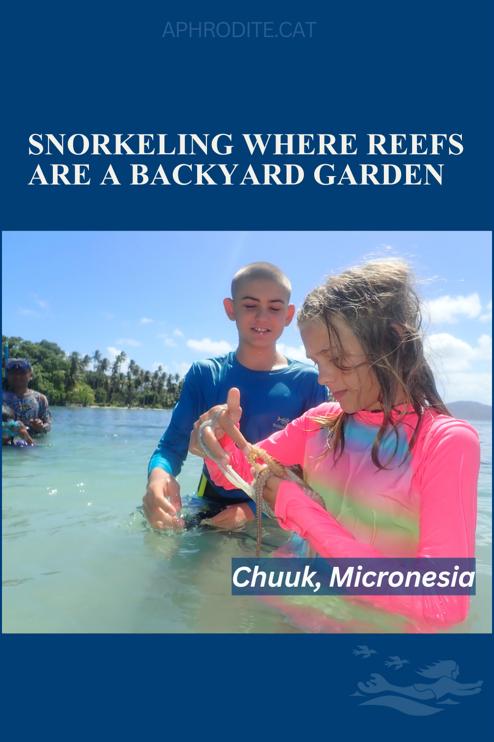 Henry and Karen holding an octopus that had been caught by local people in Chuuk, Federated States of Micronesia.