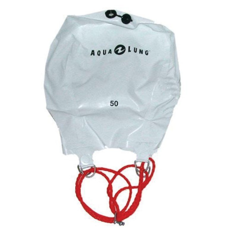Stock image on an AquaLung lift bag, used by divers for anchor retrieval.