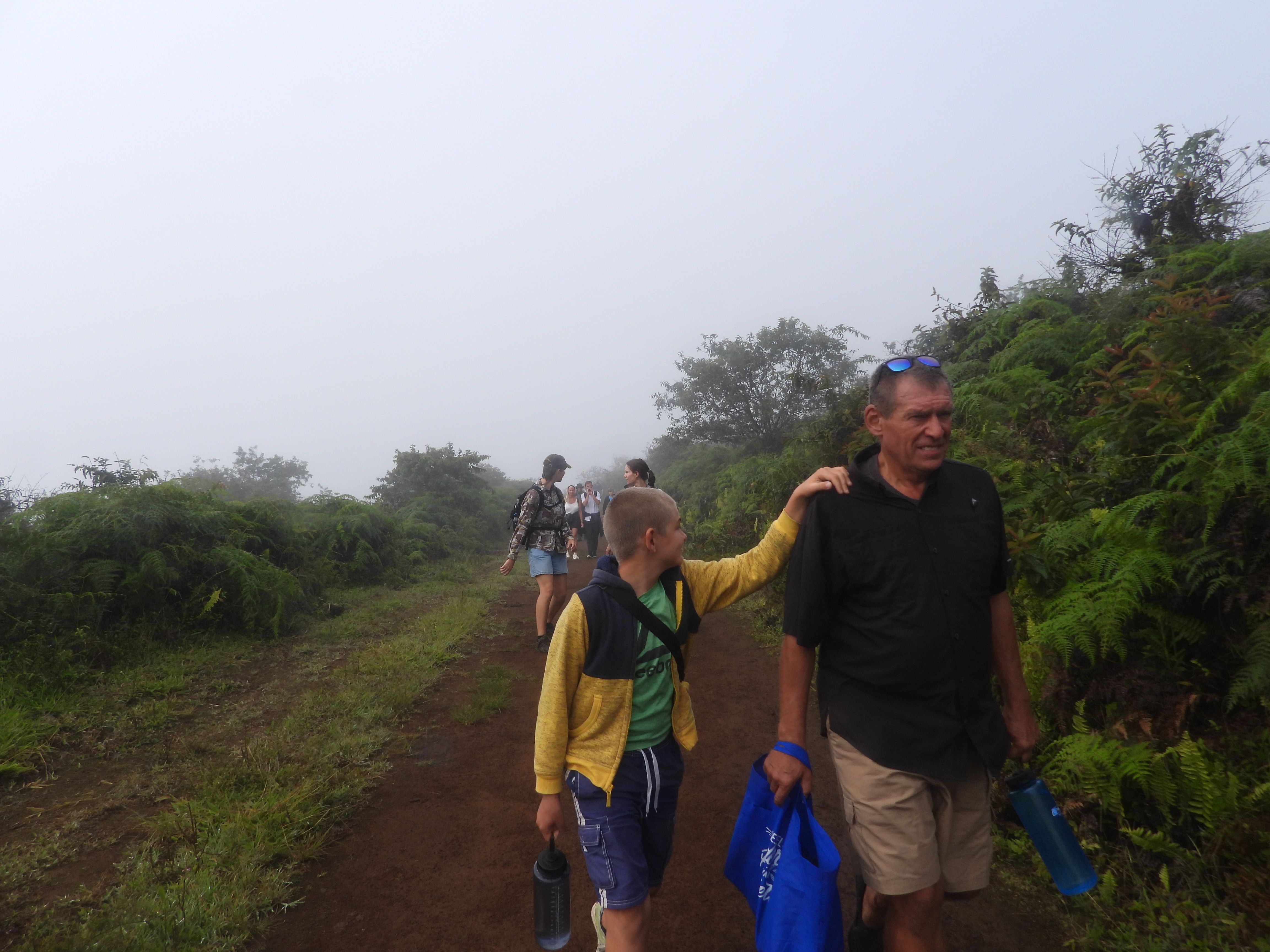 Our hiking group ascends the Sierra Negra volcano.