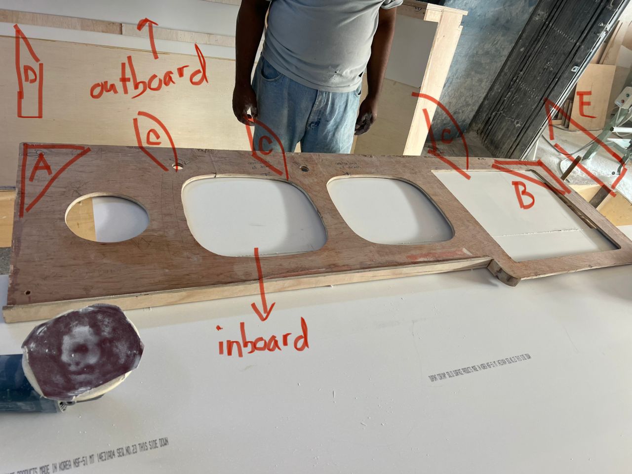 Rick marked up a photo provided by Lalang Resources in Kuala Lumpur . The photo shows the correct positioning of the wood blocks he created to show the proper angles.