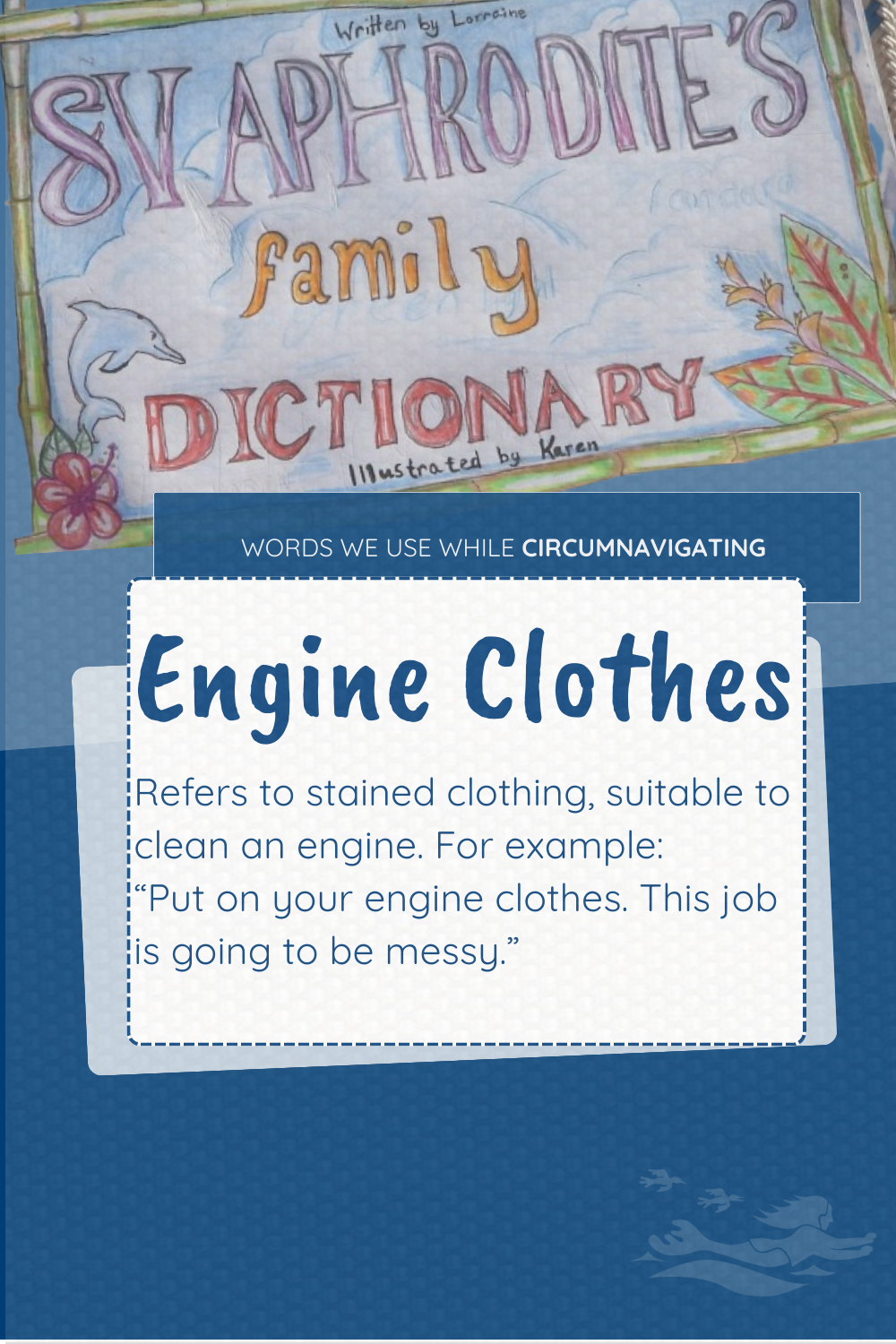 A dictionary graphic for the term engine clothes