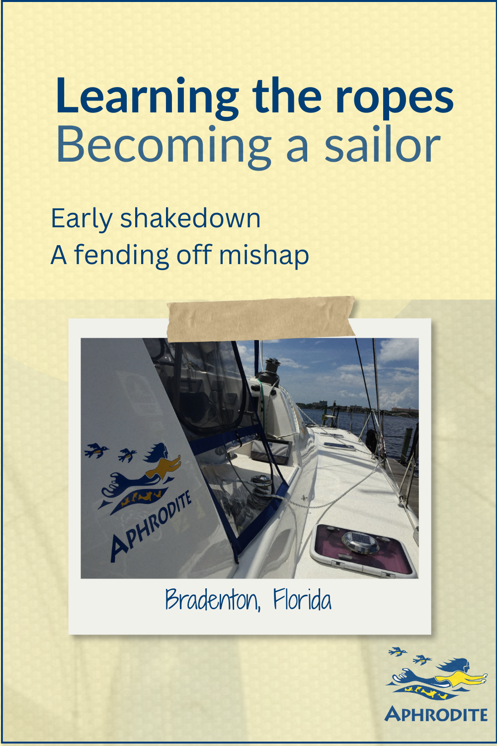 A picture taken from the helm of our St. Francis 50 catamaran, SV Aphrodite. It looks very shiny because it has just had the best polishing and waxing job ever.