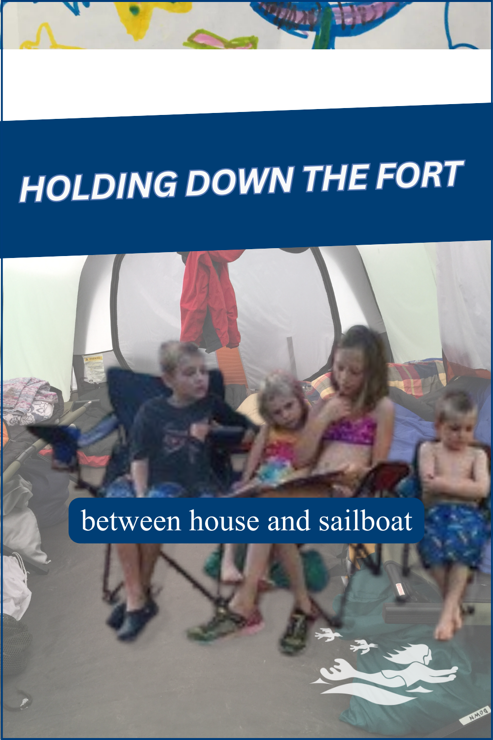 A photo montage of our kids sitting in lawn chairs in our REI six-person tent.