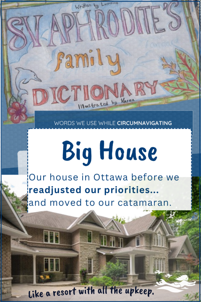 Our house in Carp, Ontario before we set sail on SV Aphrodite. This is the house that we call the big house and it is part of our family dictionary.