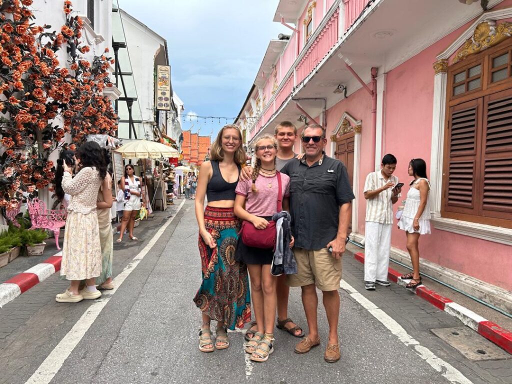 Our family in Old Town Phuket, Thailand