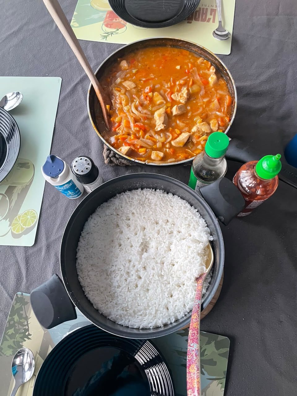 Paul's Chicken Curry and Coconut Rice that he made crewing on SV O'Vive from Bahamas to Panama to French Polynesia - an easy meal for a Pacific Crossing.